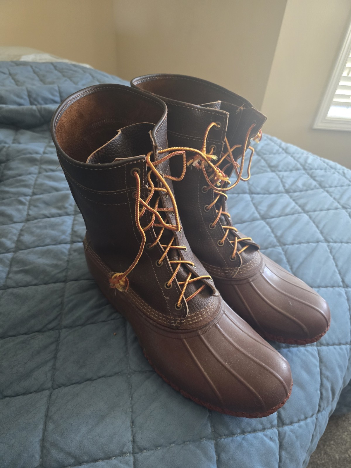 L.L.Bean Men’s Brown Leather/Rubber Lace-Up Duck Boots Mid-Calf US 11M USA