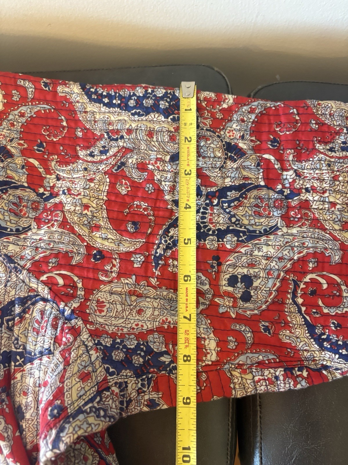 Handmade Quilt Top Blazer Blue Red Boho XL XXL 2xl Thin Quilted Button Shirt