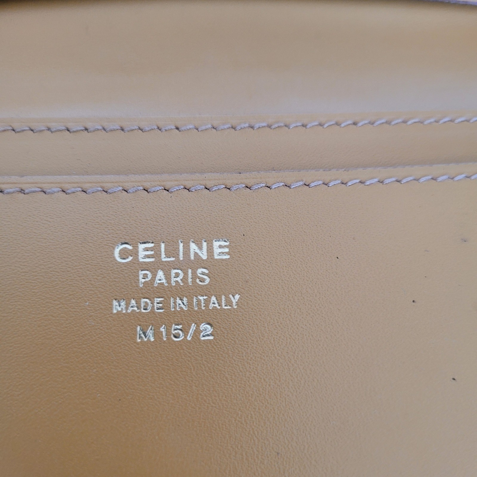 Celine Vintage Macadam Monogram Long Wallet Brown Tan Leather Made in Italy