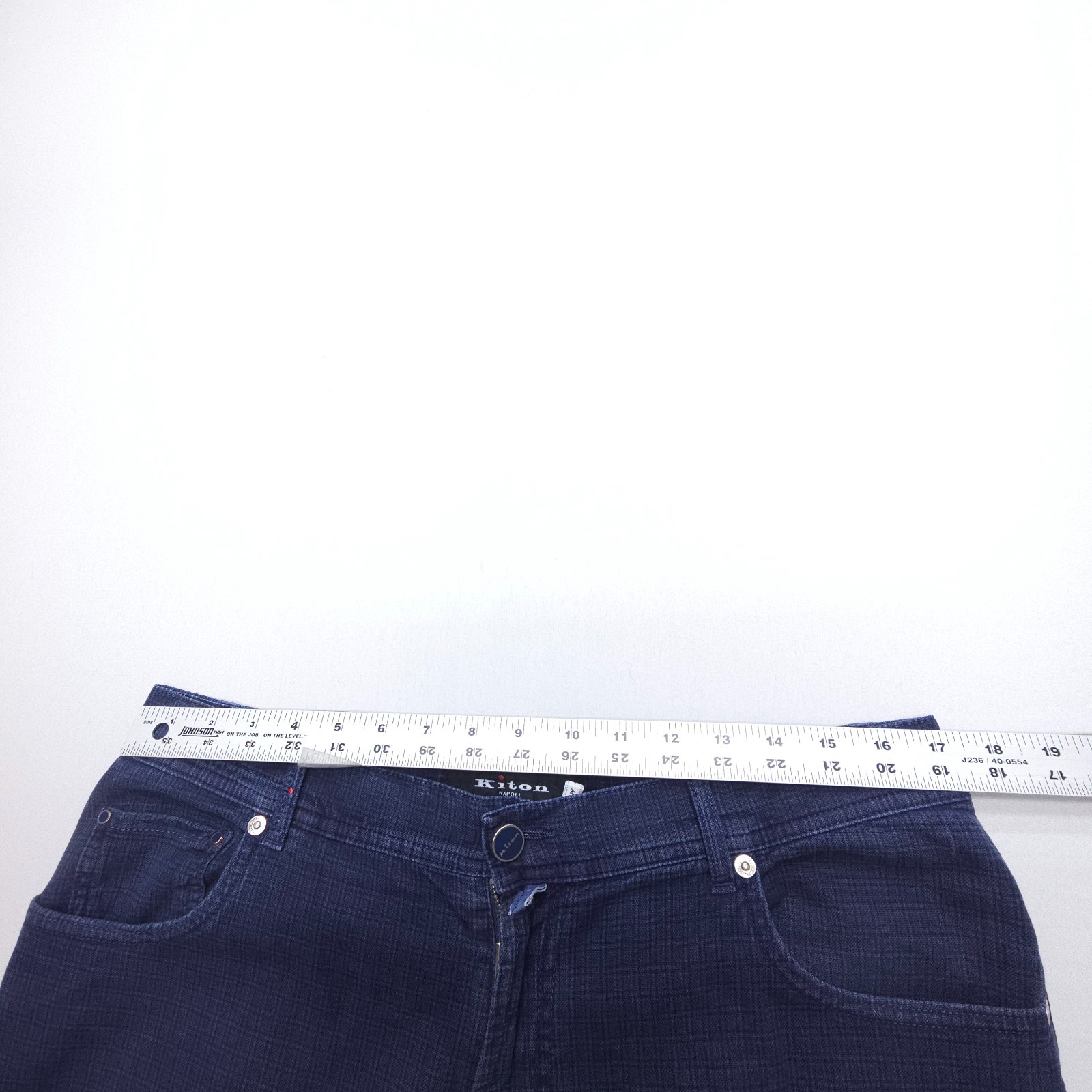 Kiton Napoli Stretch Cotton Trouser 5 Pocket Pants Size 52 (34 x 32″) Blue Italy
