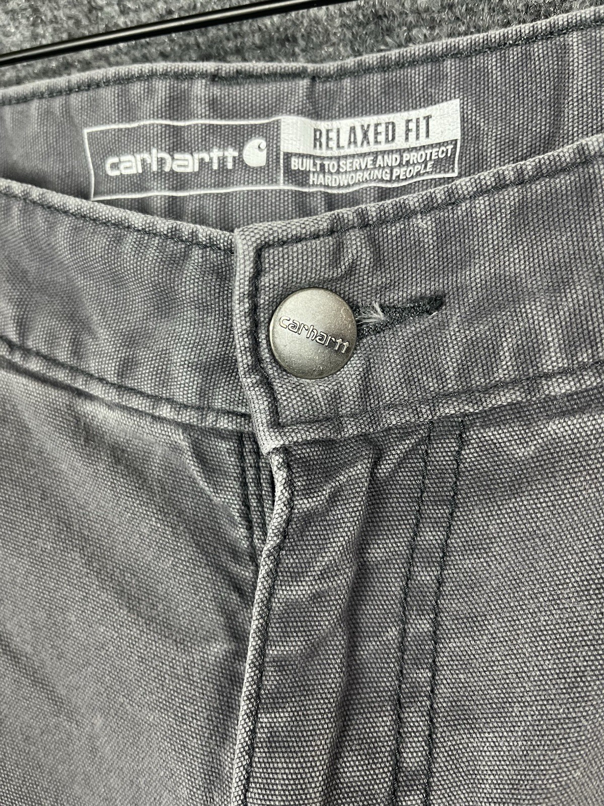 Carhartt Pants Mens 32X32 Gray Relaxed Fit Double Knee Damaged Outdoor Workwear