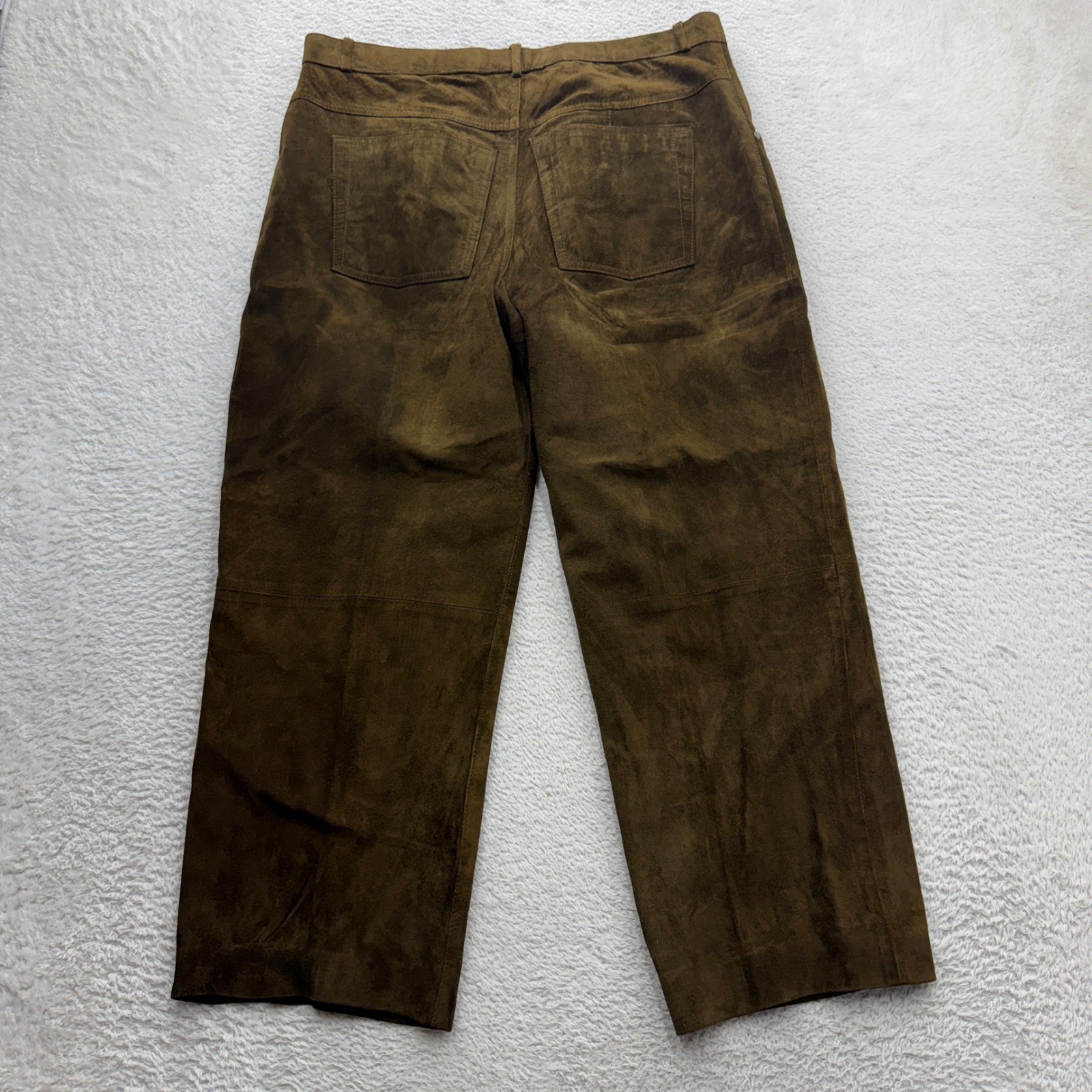 Neiman Marcus Vintage Brown Suede Leather Pants Mens 36 Straight Leg 5-Pocket