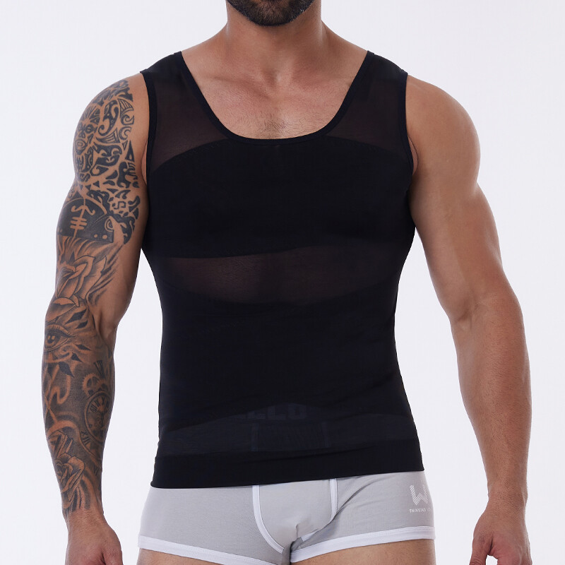 Men Slimming Body Shaper Tank Top Abdomen Gynomastica Compression Vest Gym Shirt