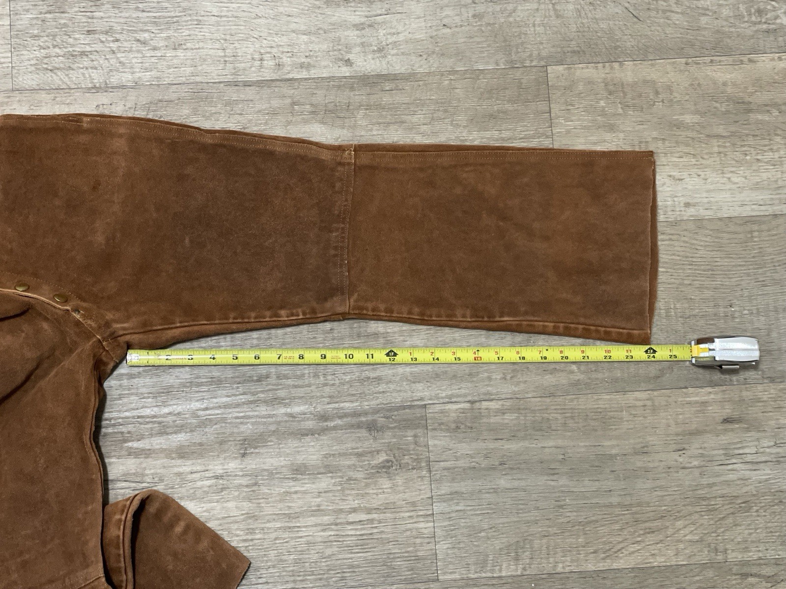 Vintage 1960s 1970s Brown Leather Pants Snap Fly 26” Waist Western Suede Native