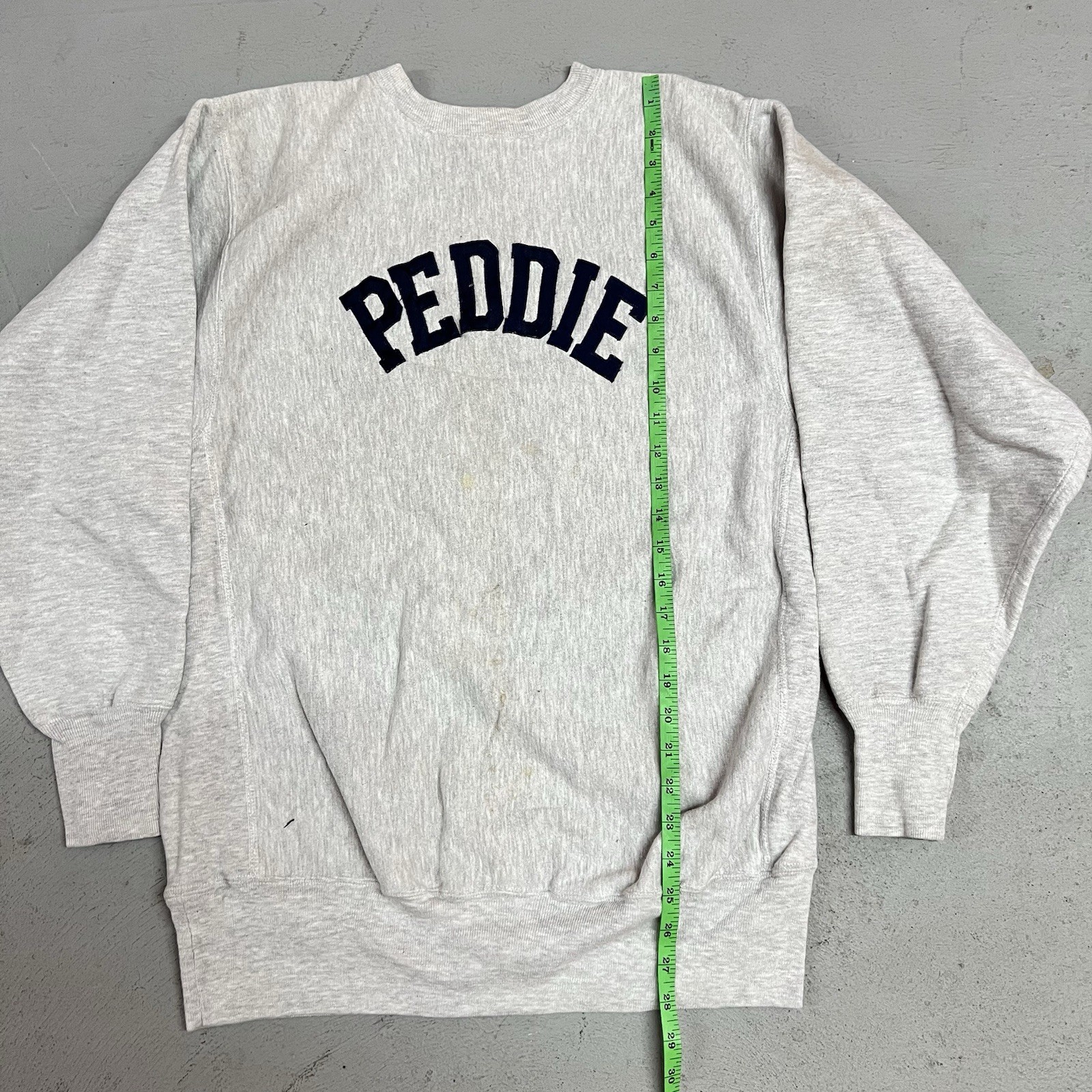 Vintage 90s Champion Reverse Weave PEDDIE The School Crewneck Sweatshirt Sz XL