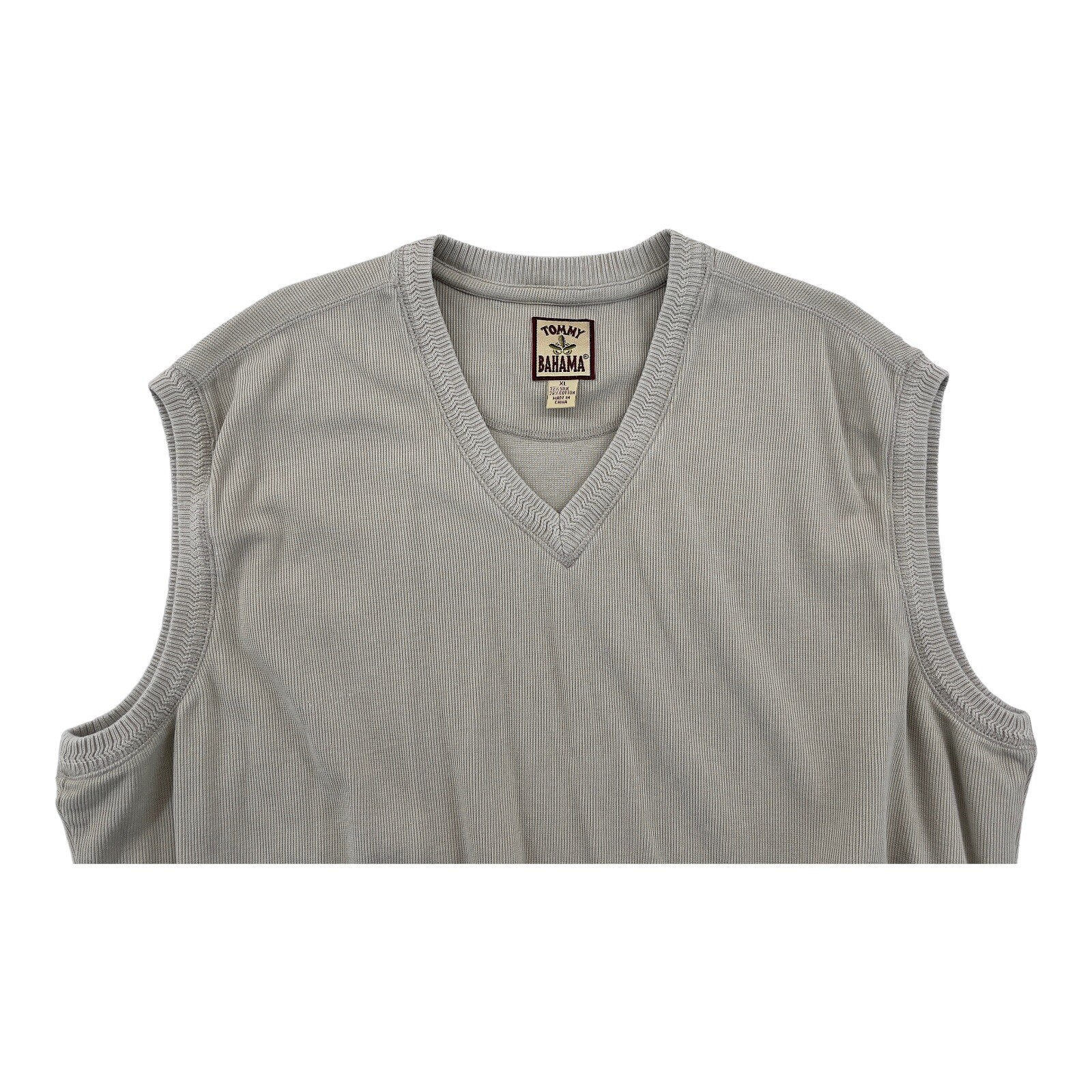 Tommy Bahama Men’s XL V-Neck Pullover Vest Khaki Beige Silk Blend