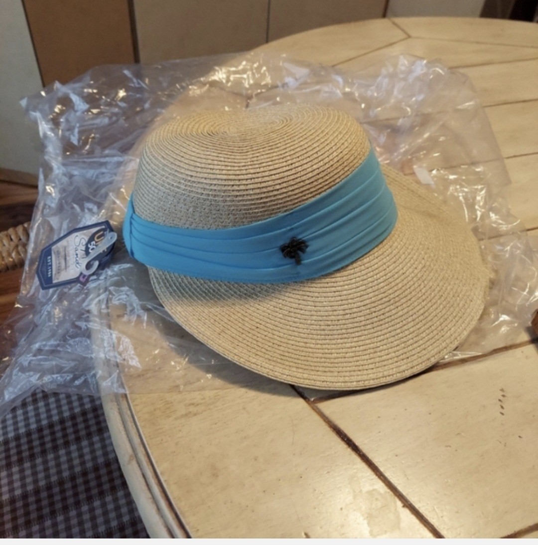 Sun N’ Sand Paper Braid Straw Chiffon Visor Hat UPF 50+ NWT RETIRED 1 Left!