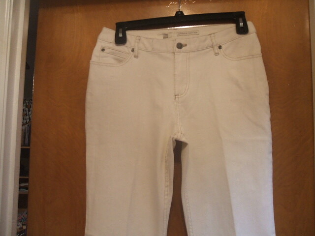 J Jill Eggshell Authentic Fit Sits Below Waist Pants Jeans Sz 10 NWT $79 Wide