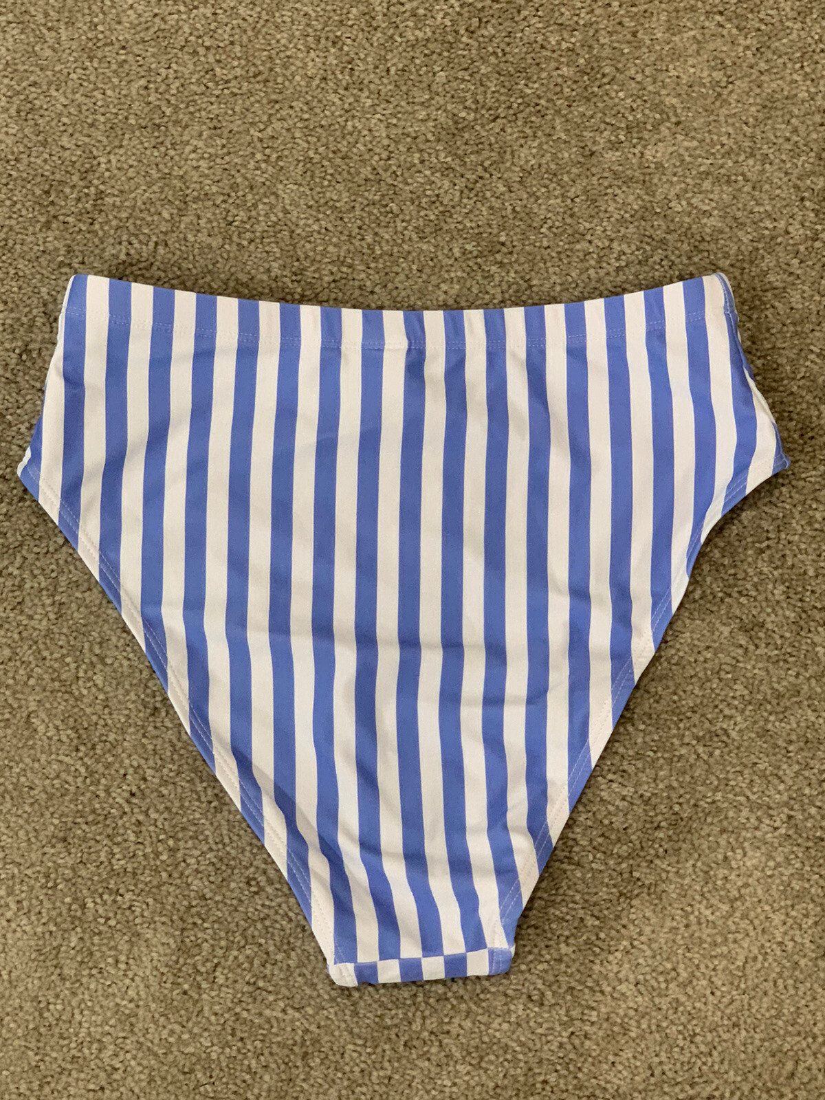 Bikini Bottom Womens Size S Blue Striped Bottoms Only Silky Swimsuit High Cut