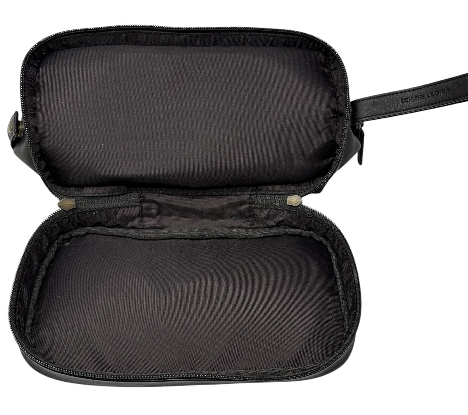 Genuine Leather Dopp & Toiletry Kit DkBrown Hangable NEW Eddie Bauer