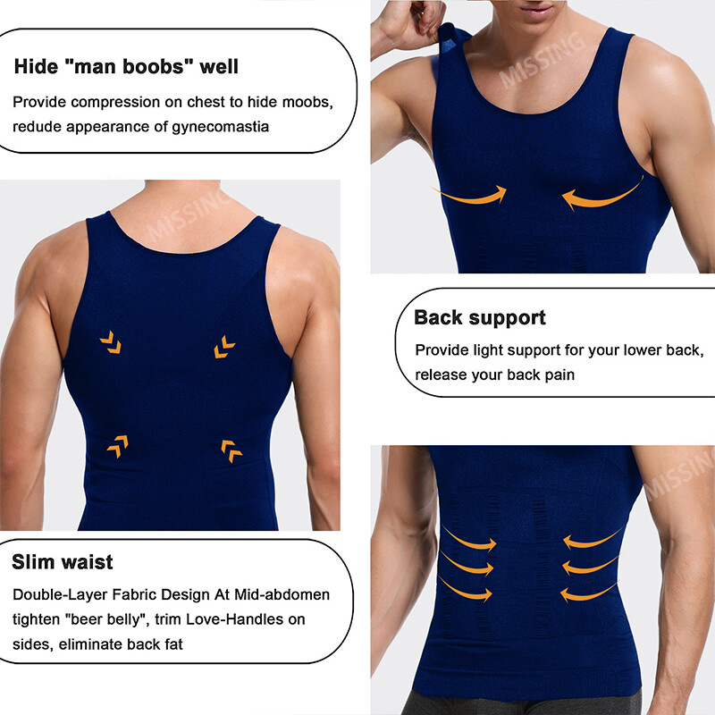Men Gynecomastia Compression Shirt Chest Control Body Shaper Slim Vest Tank Top