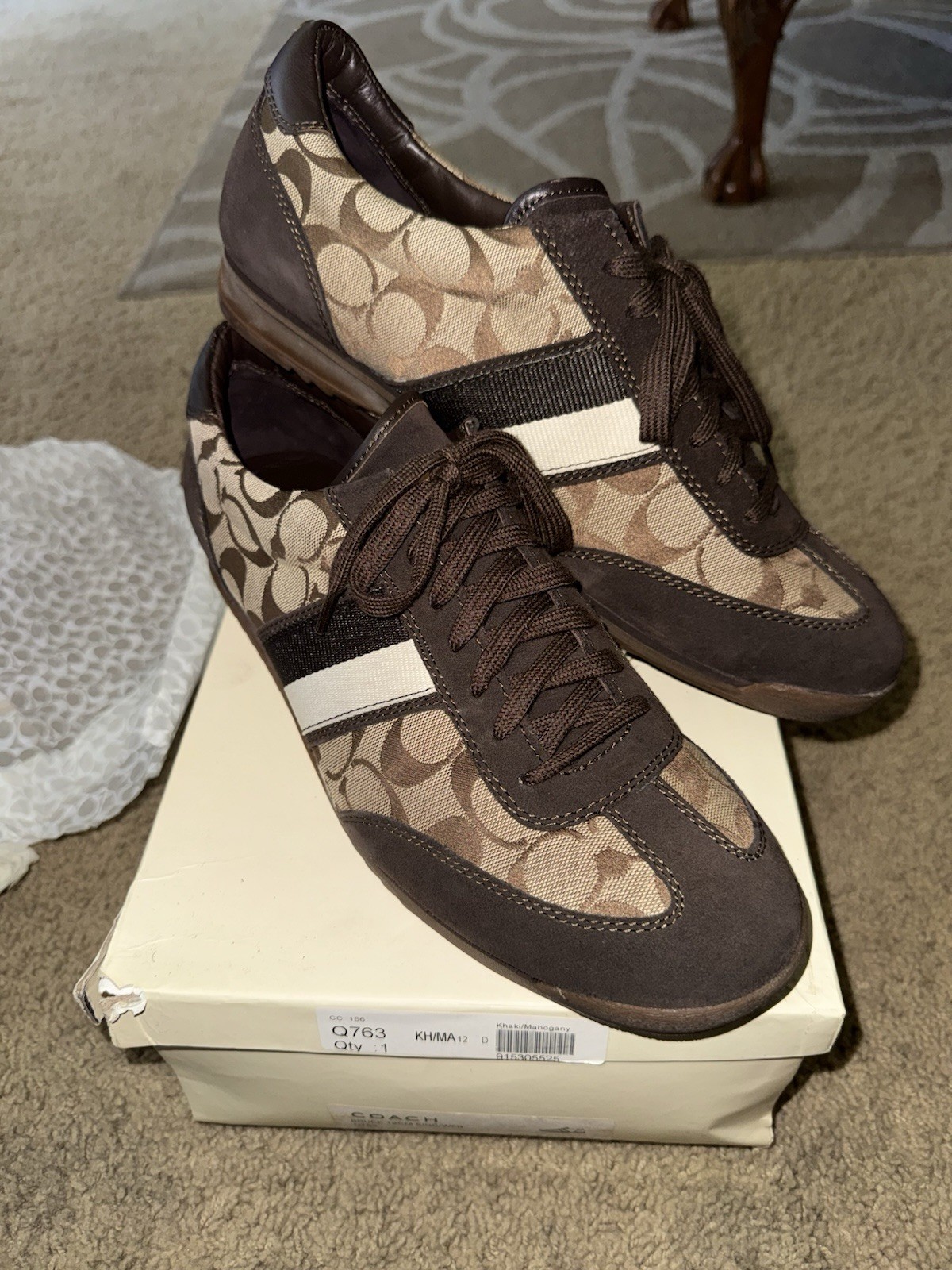 COACH Signature Monogram & Brown Suede Bruce Men Sneakers US Size 12B