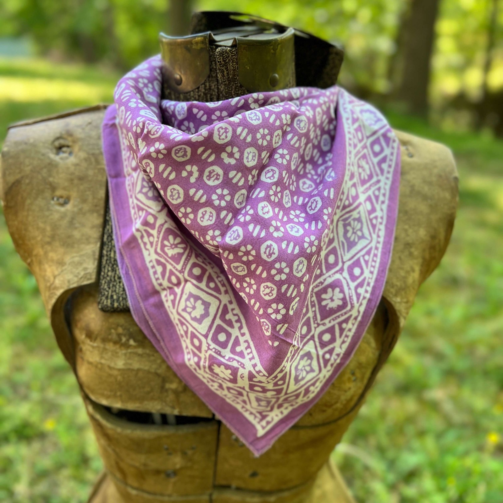 Bandana Square Scarf – Cotton Batik in Lavender Purple