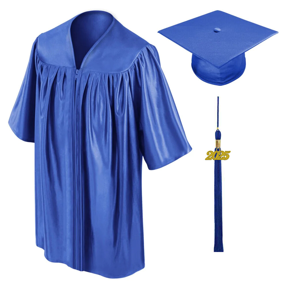 Child Shiny Royal Blue Graduation Cap & Gown – Preschool & Kindergarten