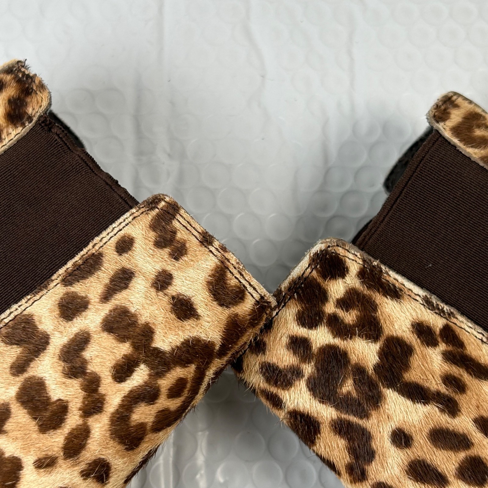 Sam Edelman Case Leopard Calf Hair Ankle Boots Chelsea Block Heel Women’s Size
