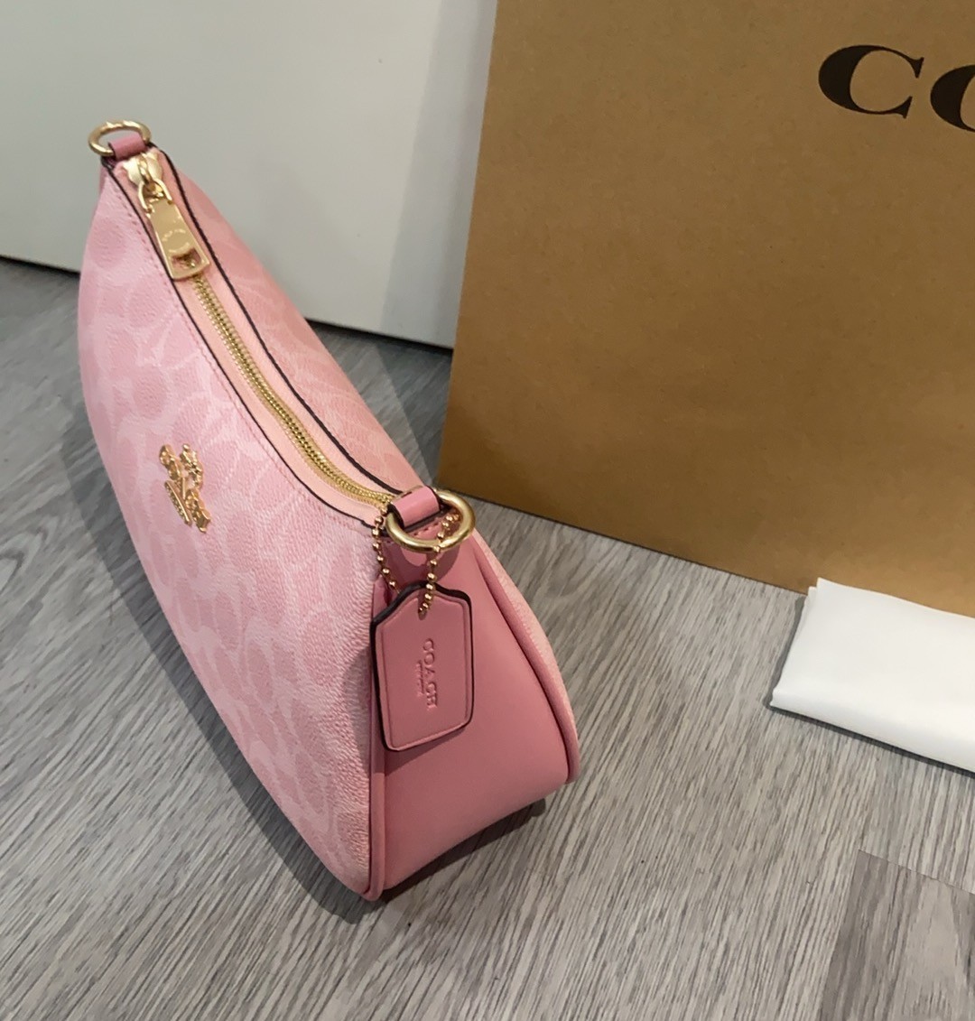 Coach Teri Shoulder Bag CV933 In Signature Pink Leather Crossbody Handbag