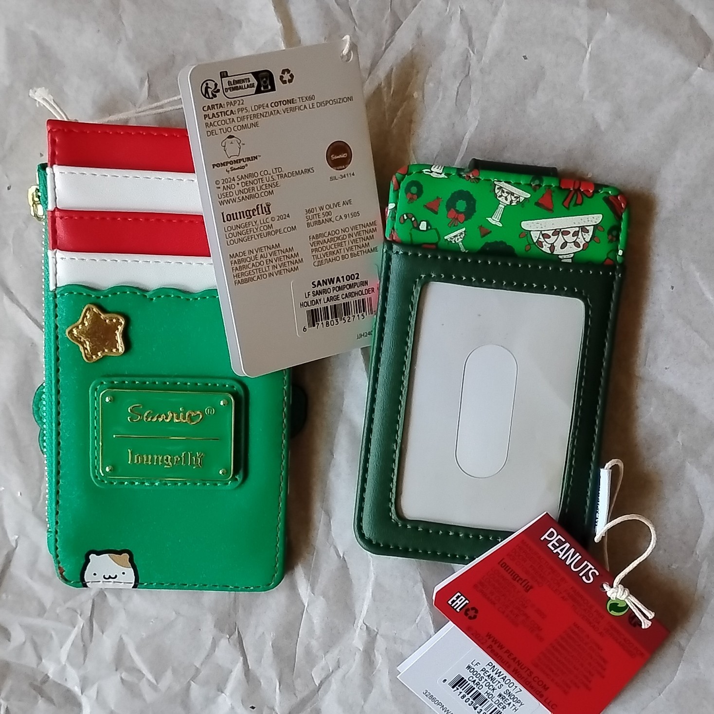 Loungefly Pompompurin Snoopy Woodstock Holiday Zipper Cardholder ID Holder