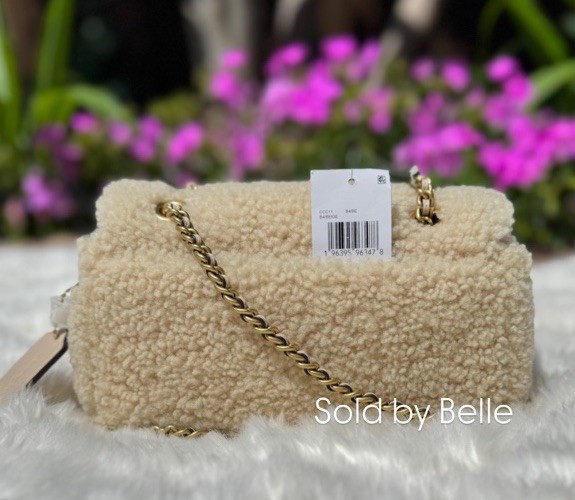 NWT Coach Shearling Tabby 20 In Shearling Beige Crossbody Bag Shoulder Purse
