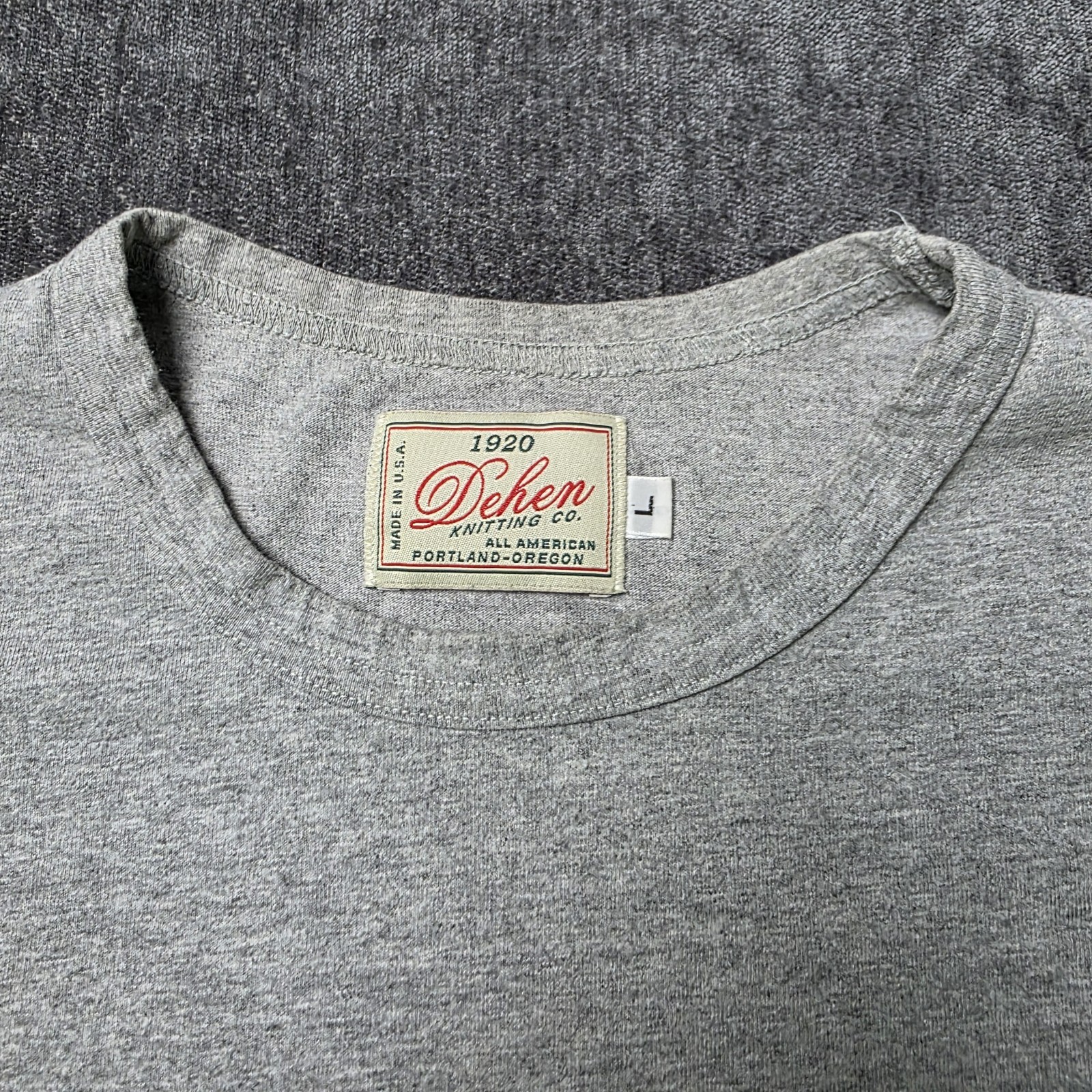 Dehen Knitting Co 1920 Heavy Duty T-Shirt Men’s L Made In USA Gray Thick Cotton