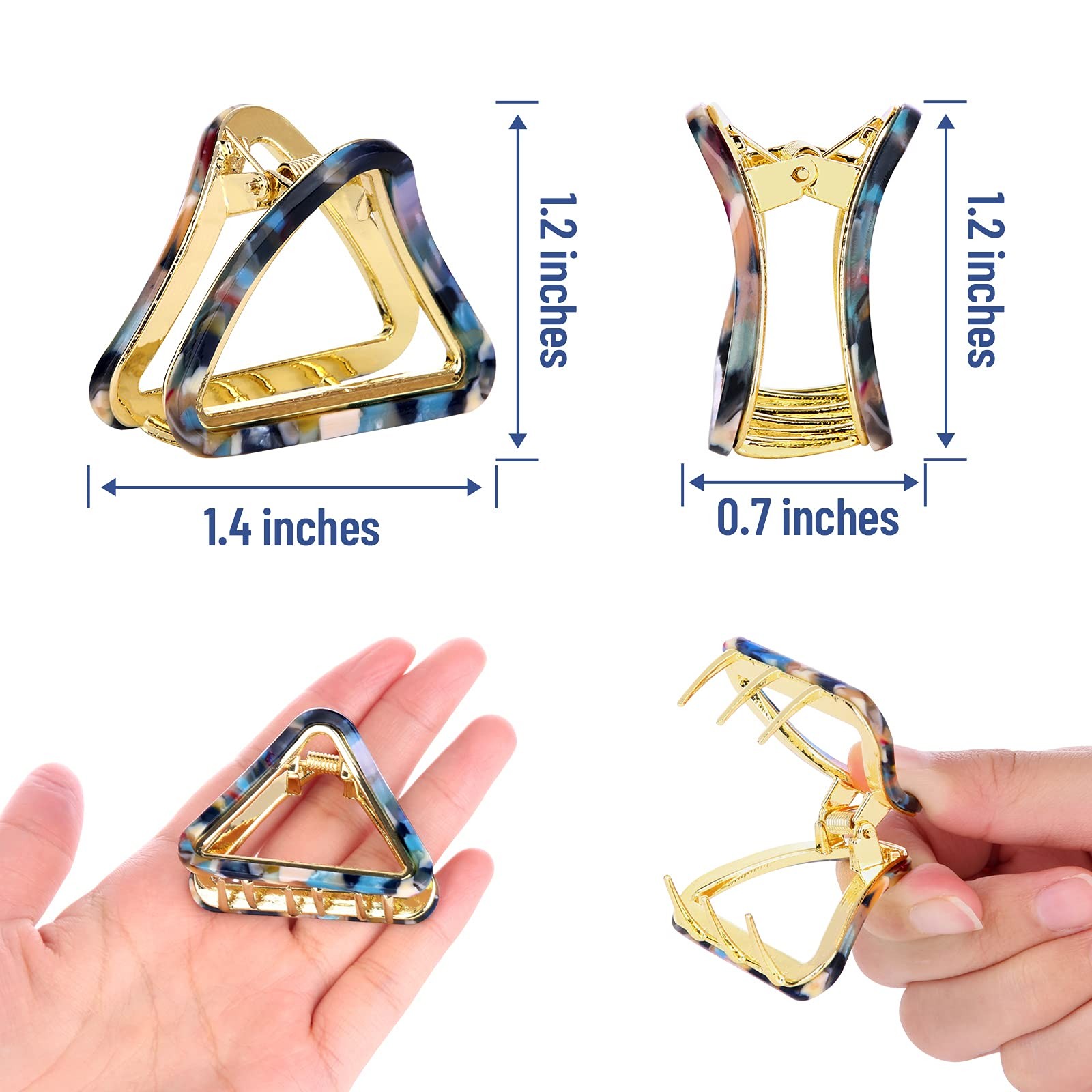 3 Pack Hollow Triangle Hair Clips for Women Girls 2 inch Acetate Hair Jaw Cli…