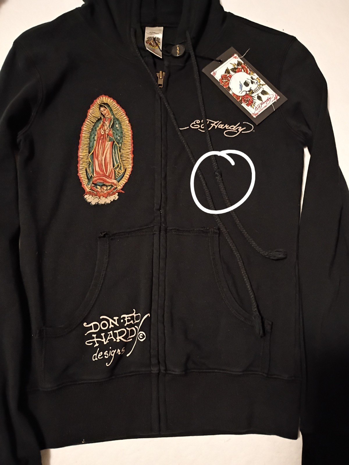 Ed Hardy~ Zip-Up Hoodie Reverse -Virgin Mary