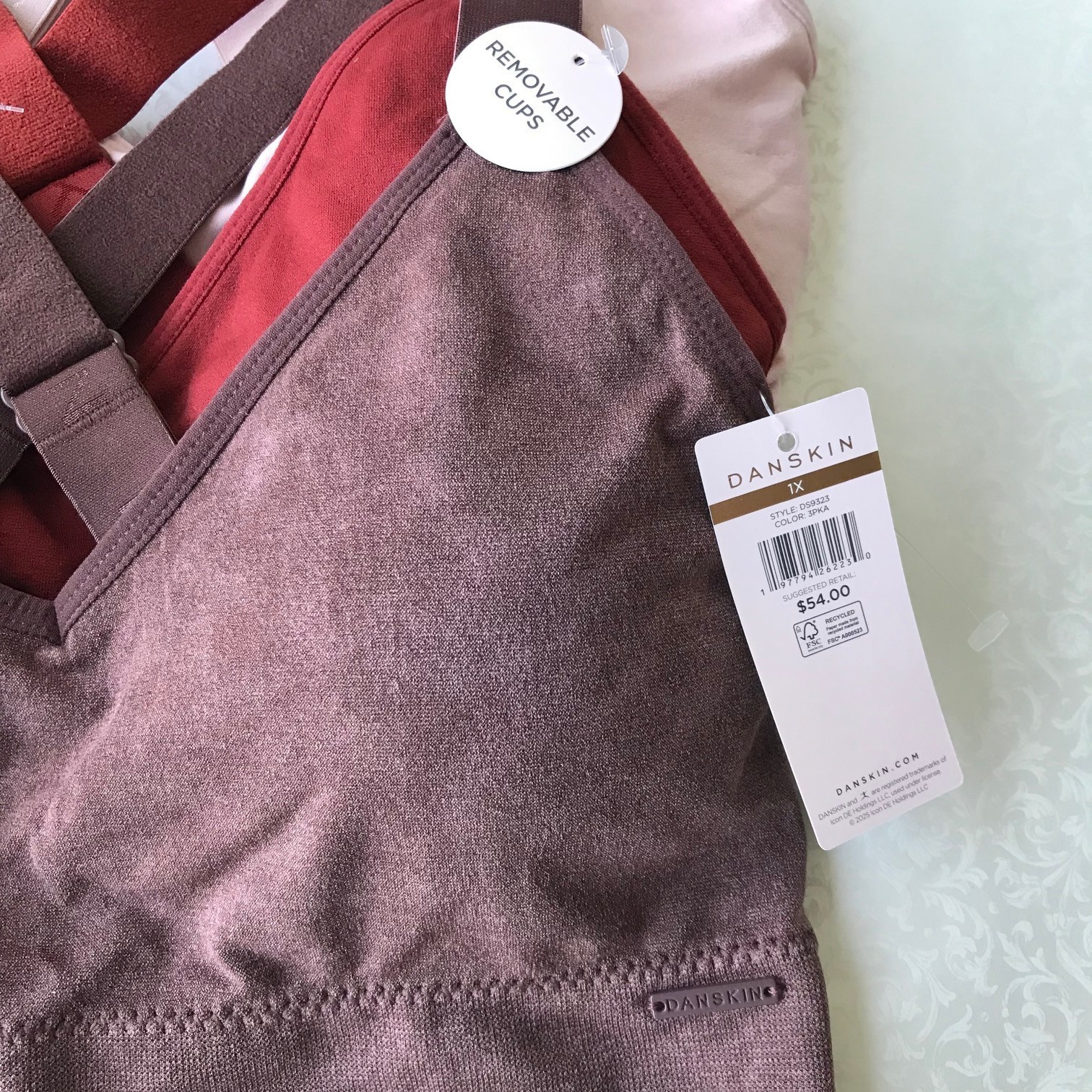 Danskin Intimates BRAS, Removable Pads, 3-set ,Size : 1XL MSRP: $54