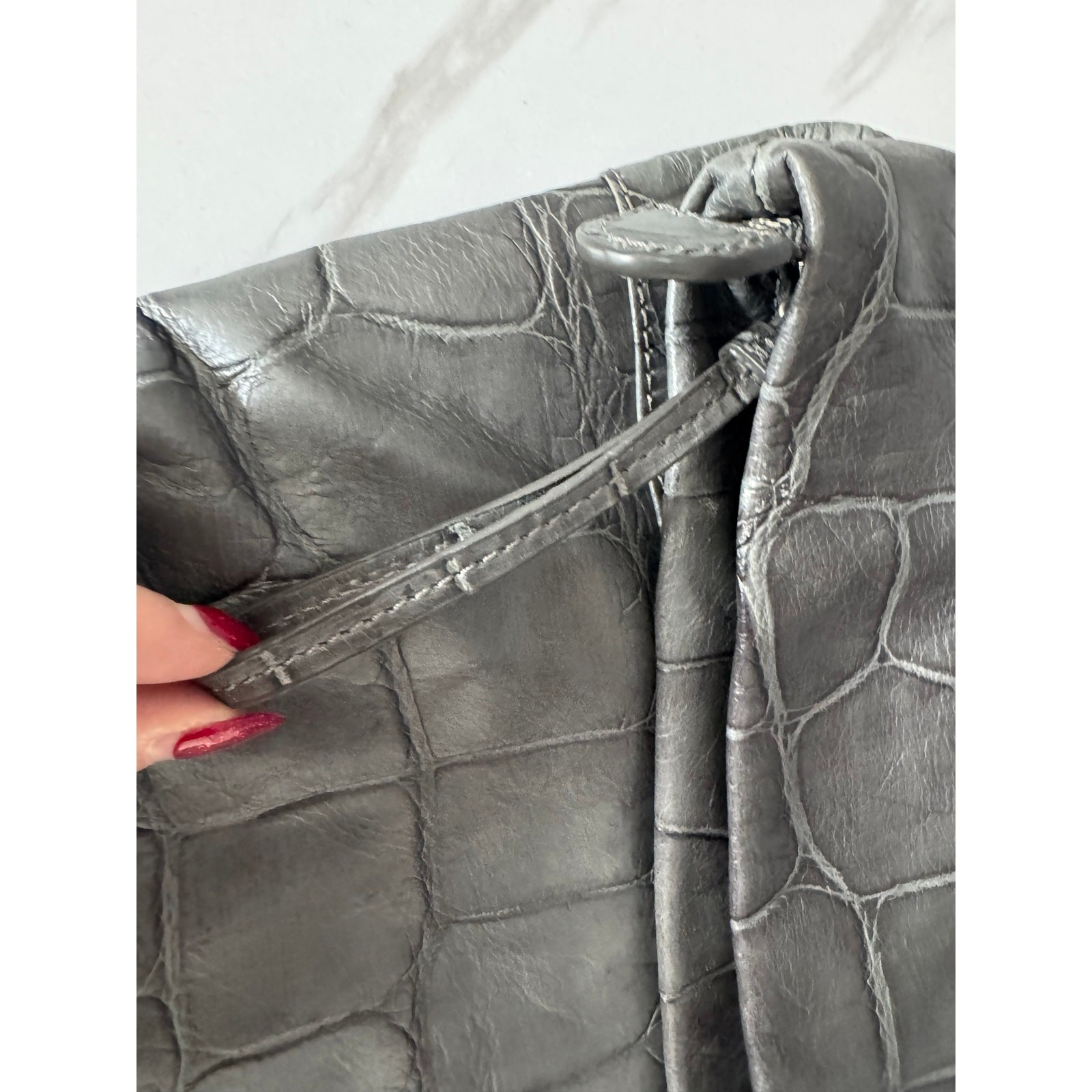 NWT VTG Y2K Club Monaco Grey Crocodile Embossed Clutch