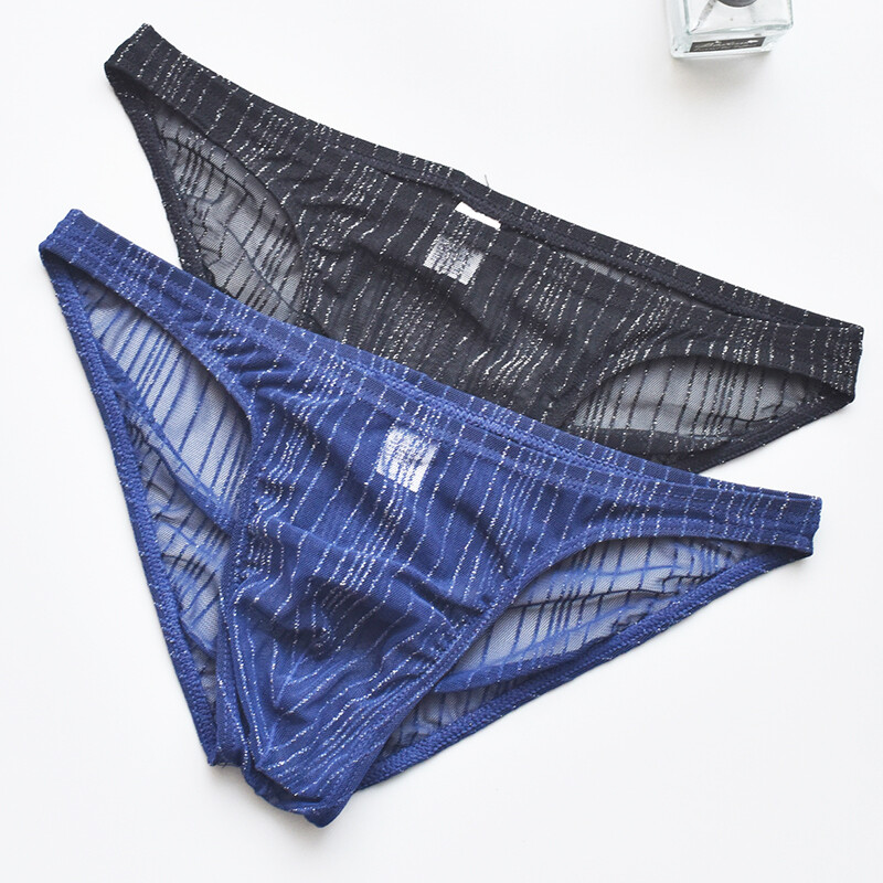 2 Pack Lot Sexy Mens Mesh Underwear Underpant Low Waist Bikini Pouch Brief Soft