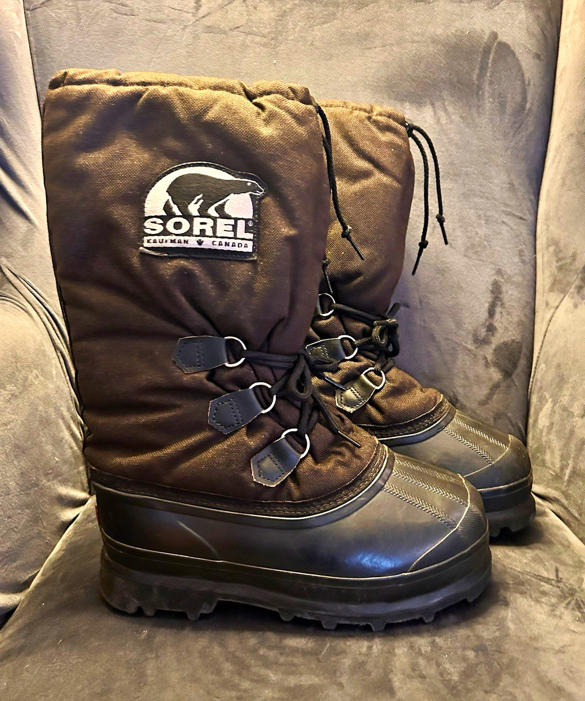Vintage Sorel Glacier Boots Womens 7 Made In Canada Kaufman Black Winter Pac