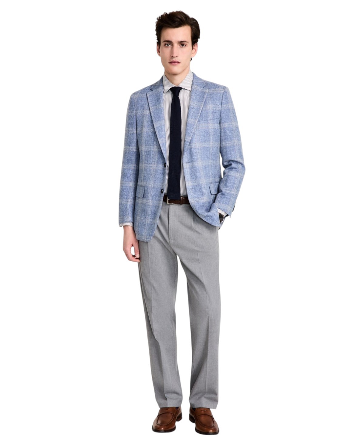 Tommy Hilfiger Mens Modern fit Sport Coat Blazer 44 L Light Blue Plaid