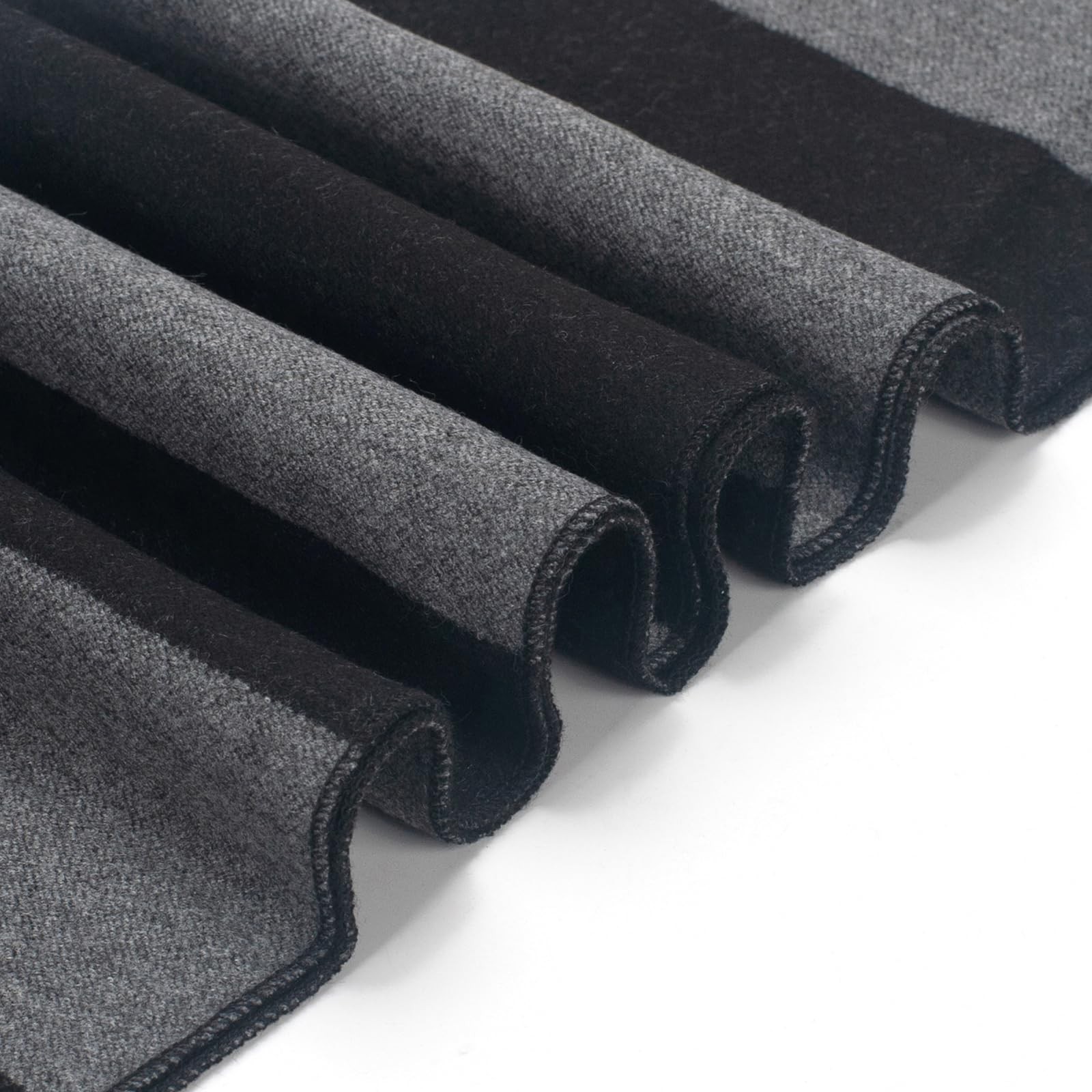 GHGMAO Black and Gray Striped 200 cm x 20 cm, Scarf (Black Grey)
