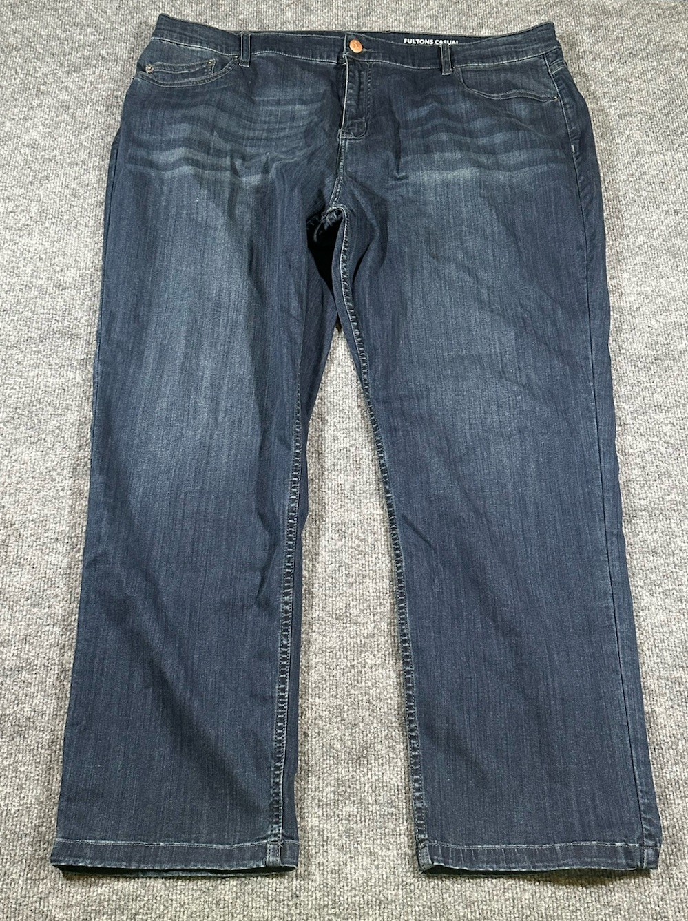 Mugsy Jeans Mens 44×30 Blue Fultons Straight Leg Dark Wash Stretch Denim