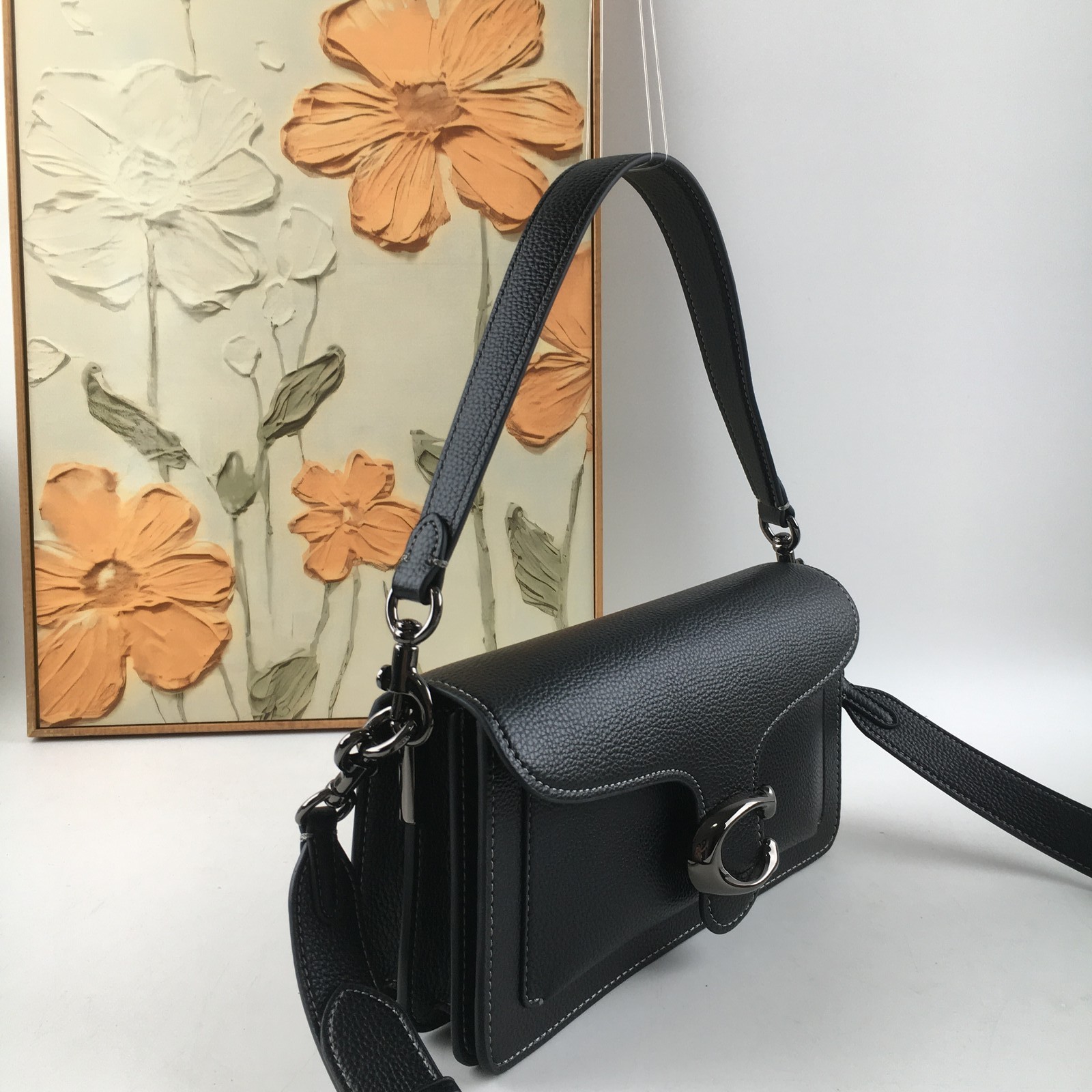 Coach Tabby Shoulder Bag 20 CM546 Black Pebble Leather 2WAY Outlet New Japan