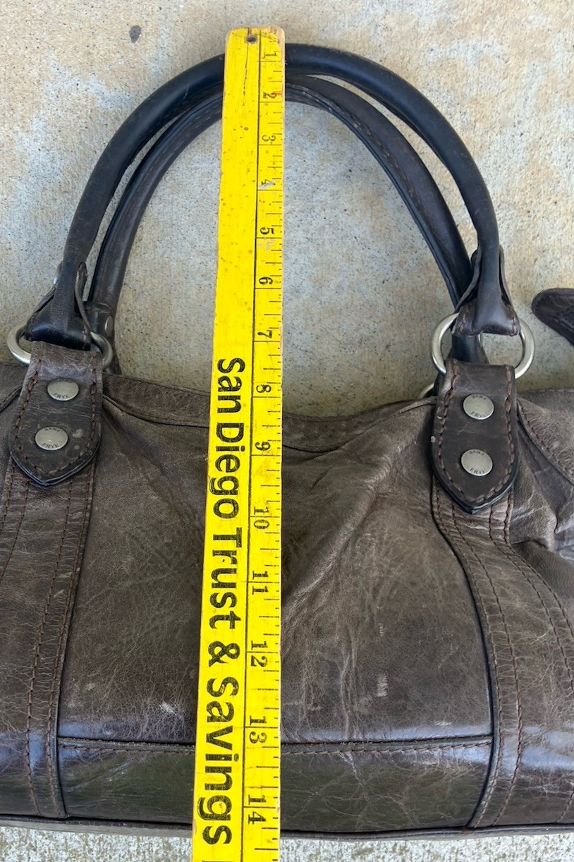 Frye Melissa Satchel Crossbody Shoulder Bag Slate Distressed Leather w/Dustbag