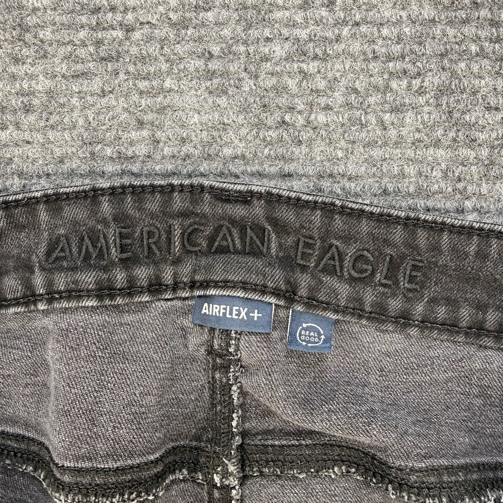 American Eagle AirFlex+ Athletic Skinny Jeans Men 36×32 Black Distressed Stretch