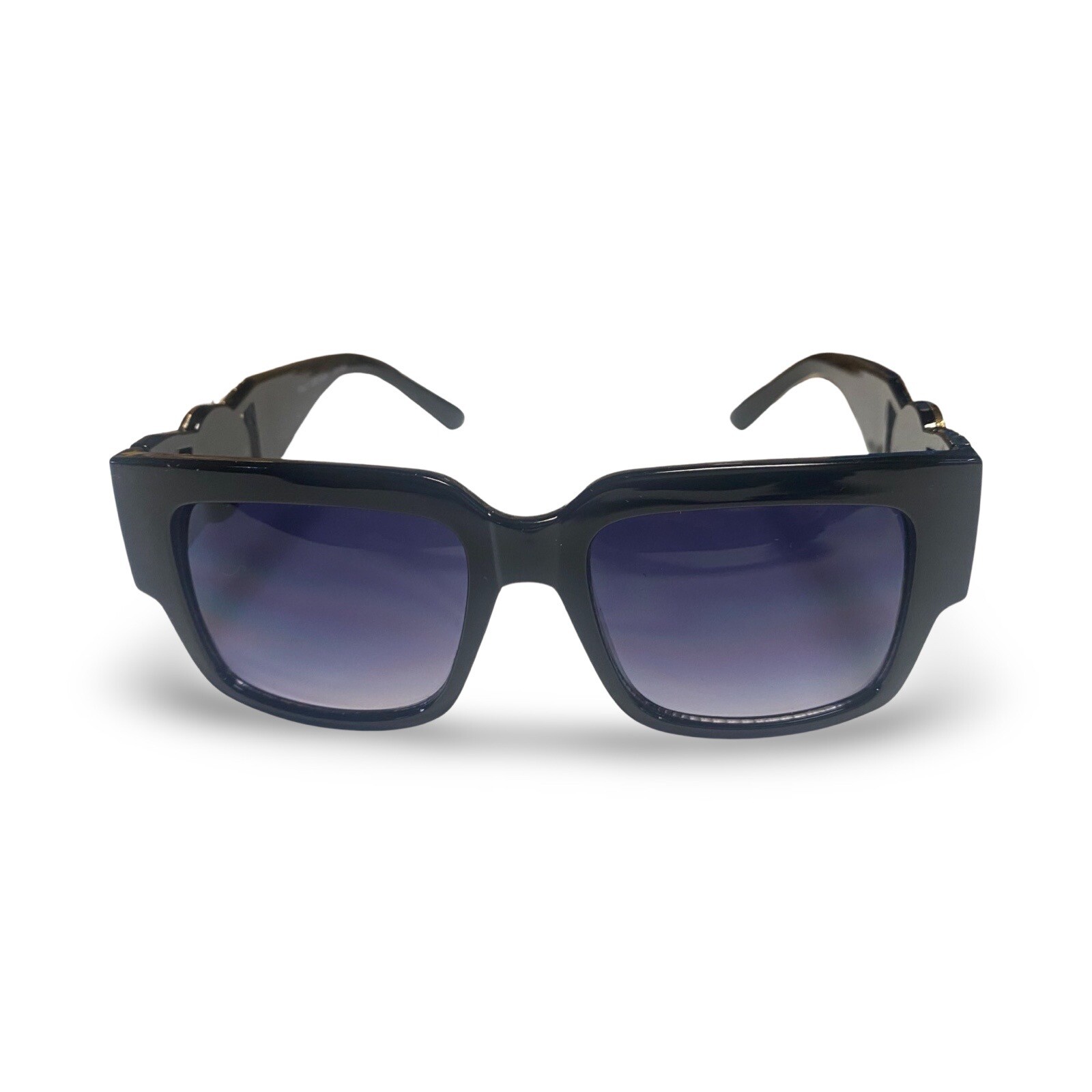 Sunglasses Flat Top Men Women Lion Head Gold Medallion Hip Hop Rapper Black Lens