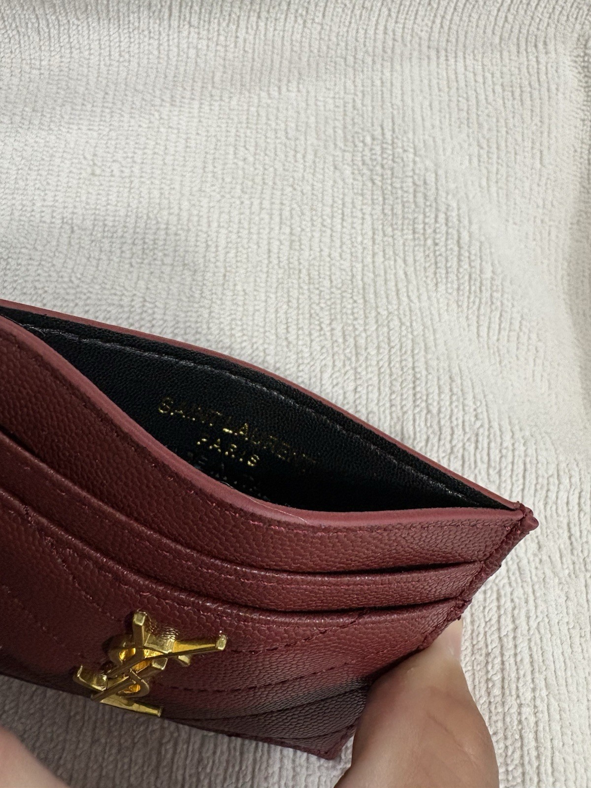 YSL Card holder Burgundy