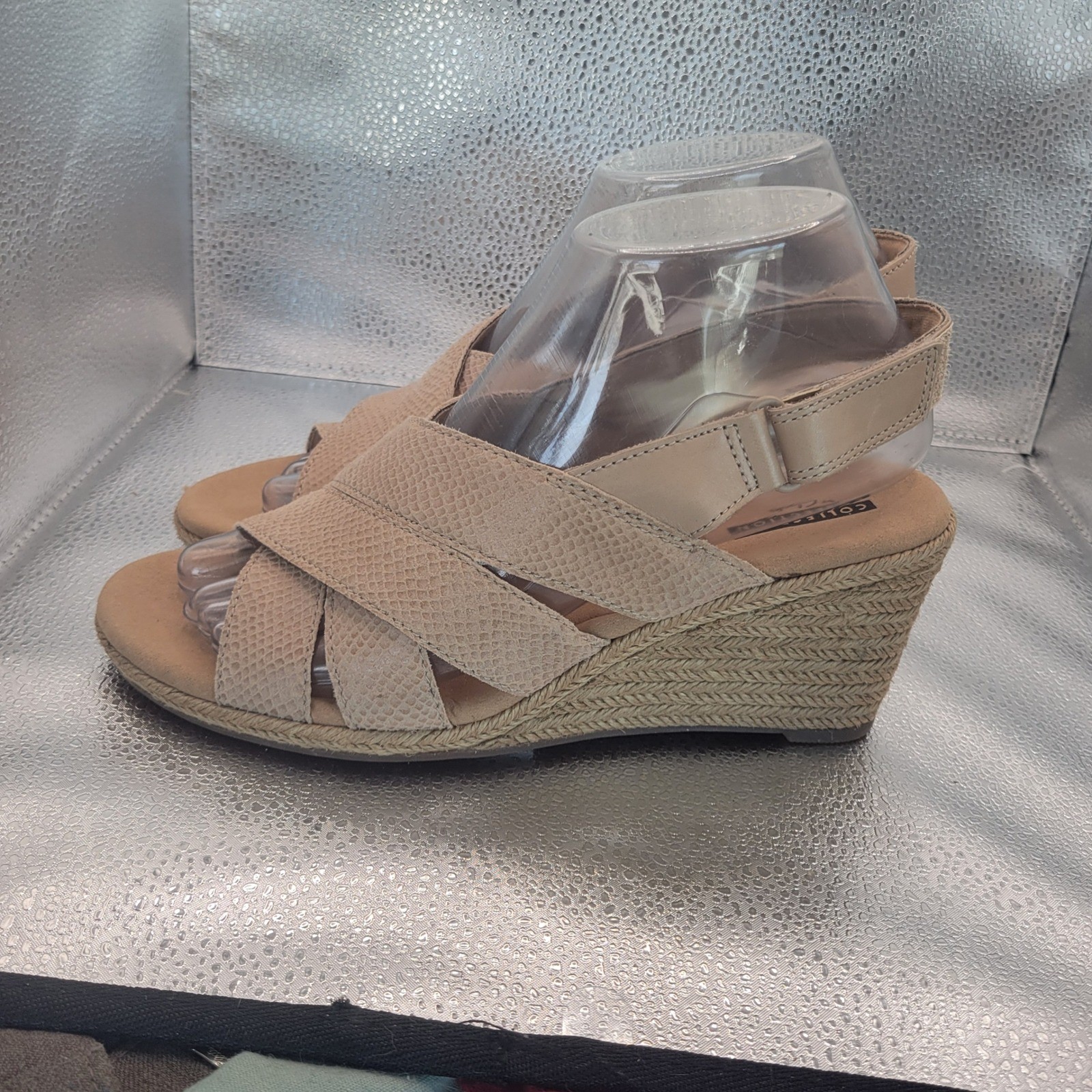 Clarks Lafley Krissy Sand Leather Espadrille Wedge Sandals Womens 7.5 M