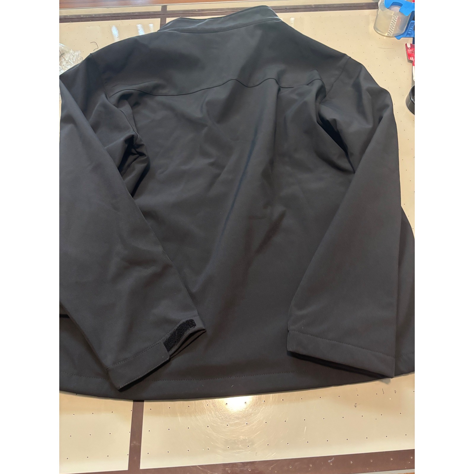 Mens Black Softshell Fleece Lined Full Zip Jacket Mock Neck Size 2XL