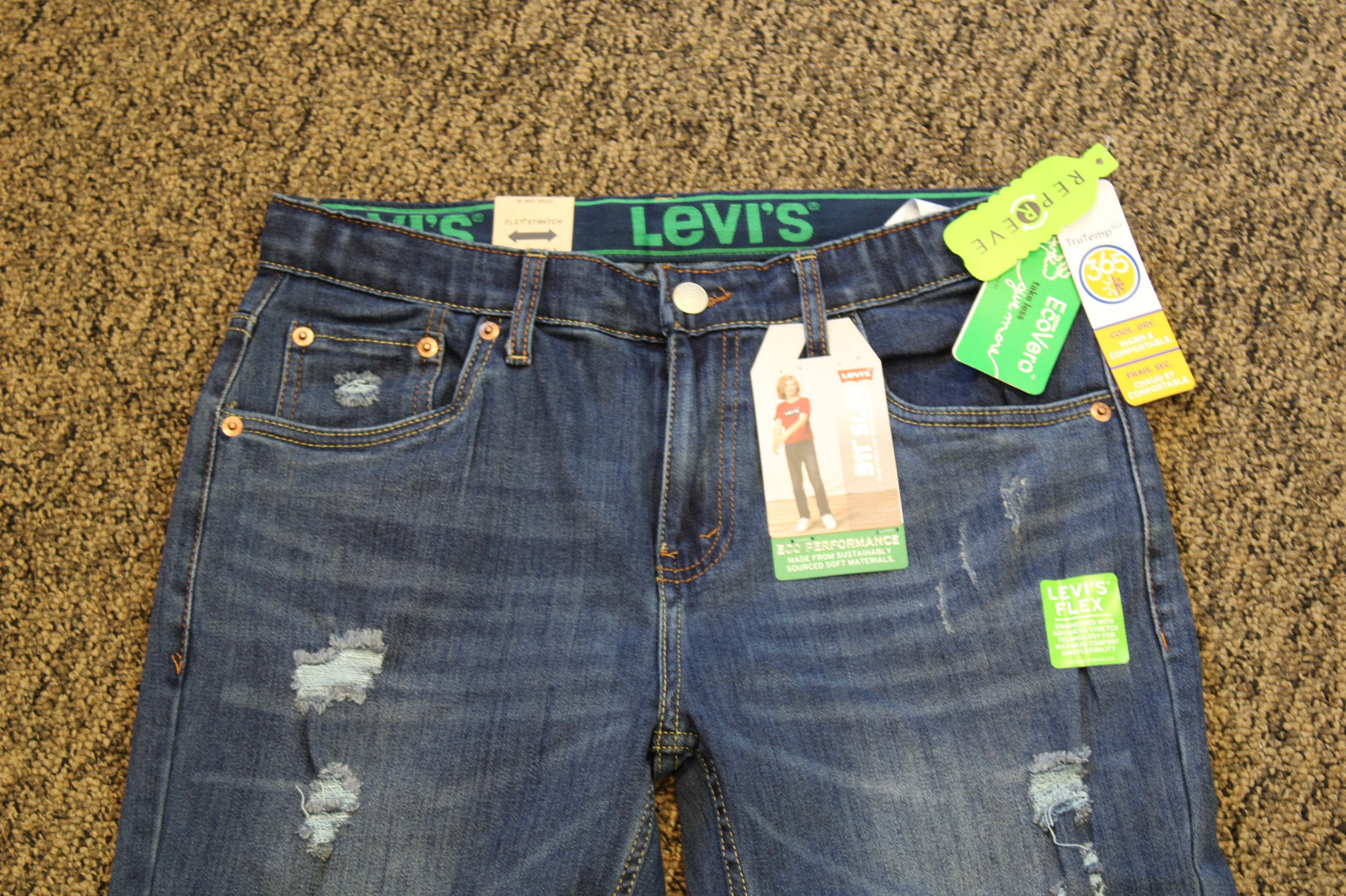 Levi’s 511 Boys Slim Performance Stretch DISTRESSED Jeans – 18 Regular – 29 x 31