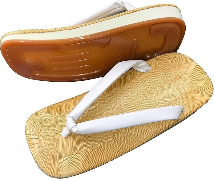 Takeharu Men’s Setta Sandals Yellow Chiba Pattern Rubber Sole LL Japan Made New