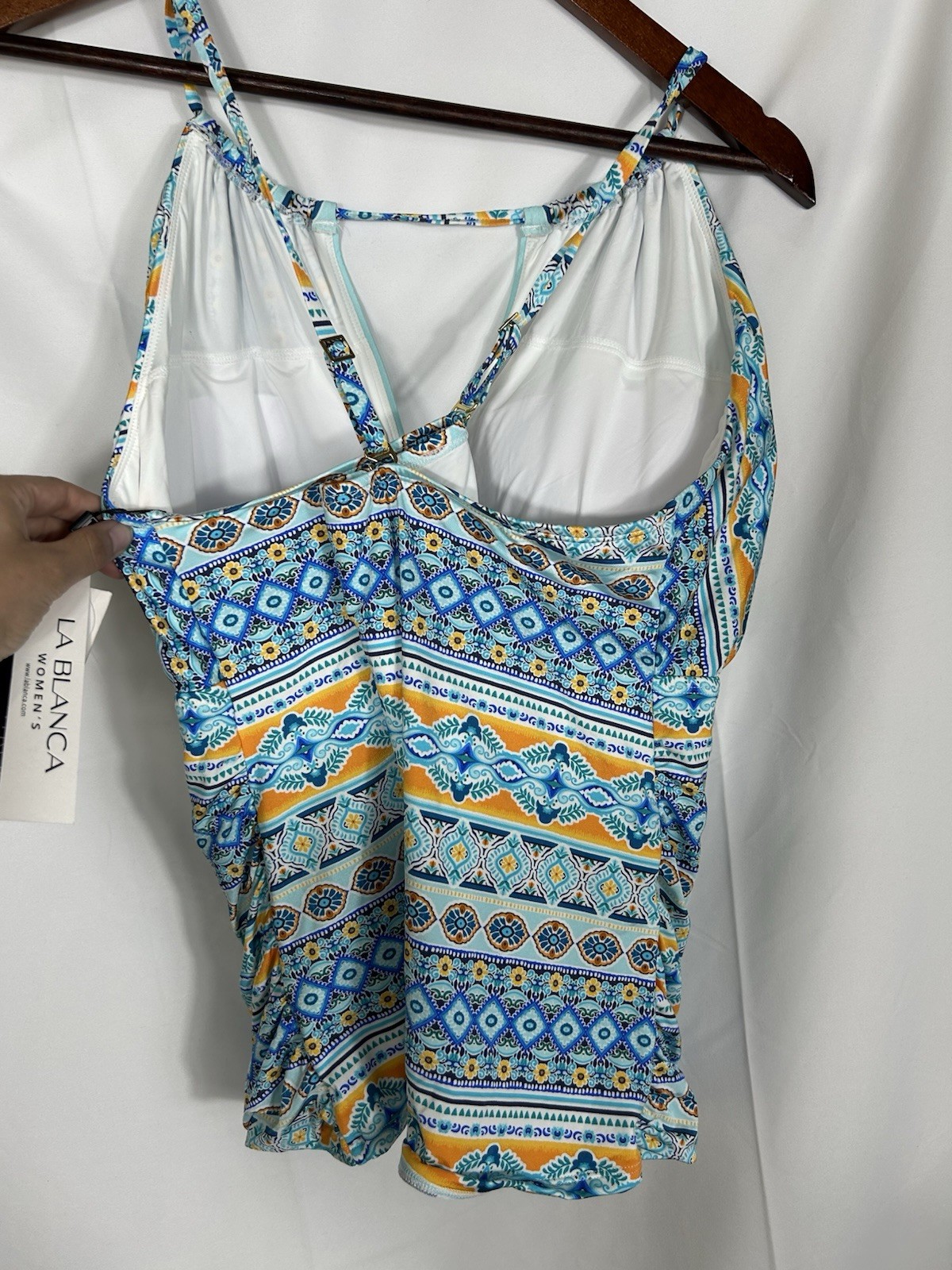 La Blanca Womens 18W Mediterranean Tankini Top Tummy Control Convertible Staps