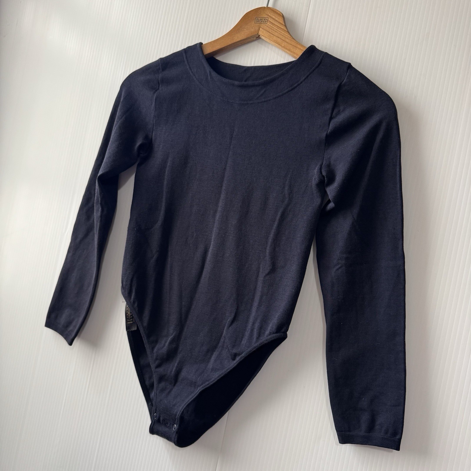 Wolford Opaque Naturel Bodysuit Womens XS Long Sleeve Snap Made in Italy Black