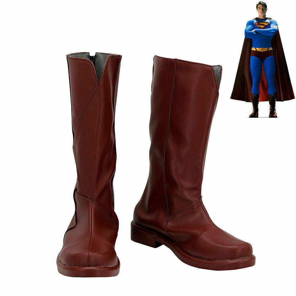 Superman Returns Shoes Clark Kent Men Boots Cosplay Custom Made Paty Props