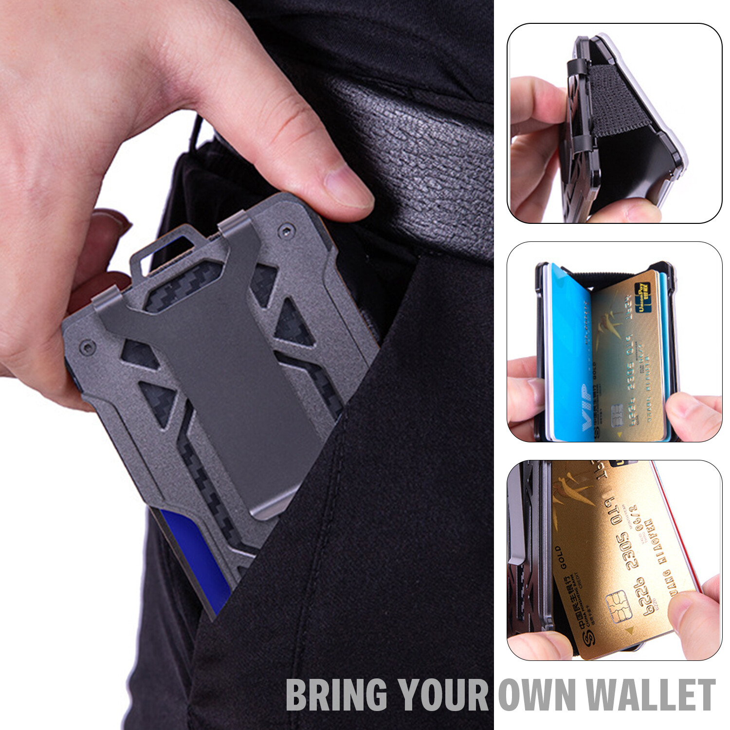 Men’s Aluminum RFID Blocking Money Clip Slim Credit ID Card Holder Metal Wallet