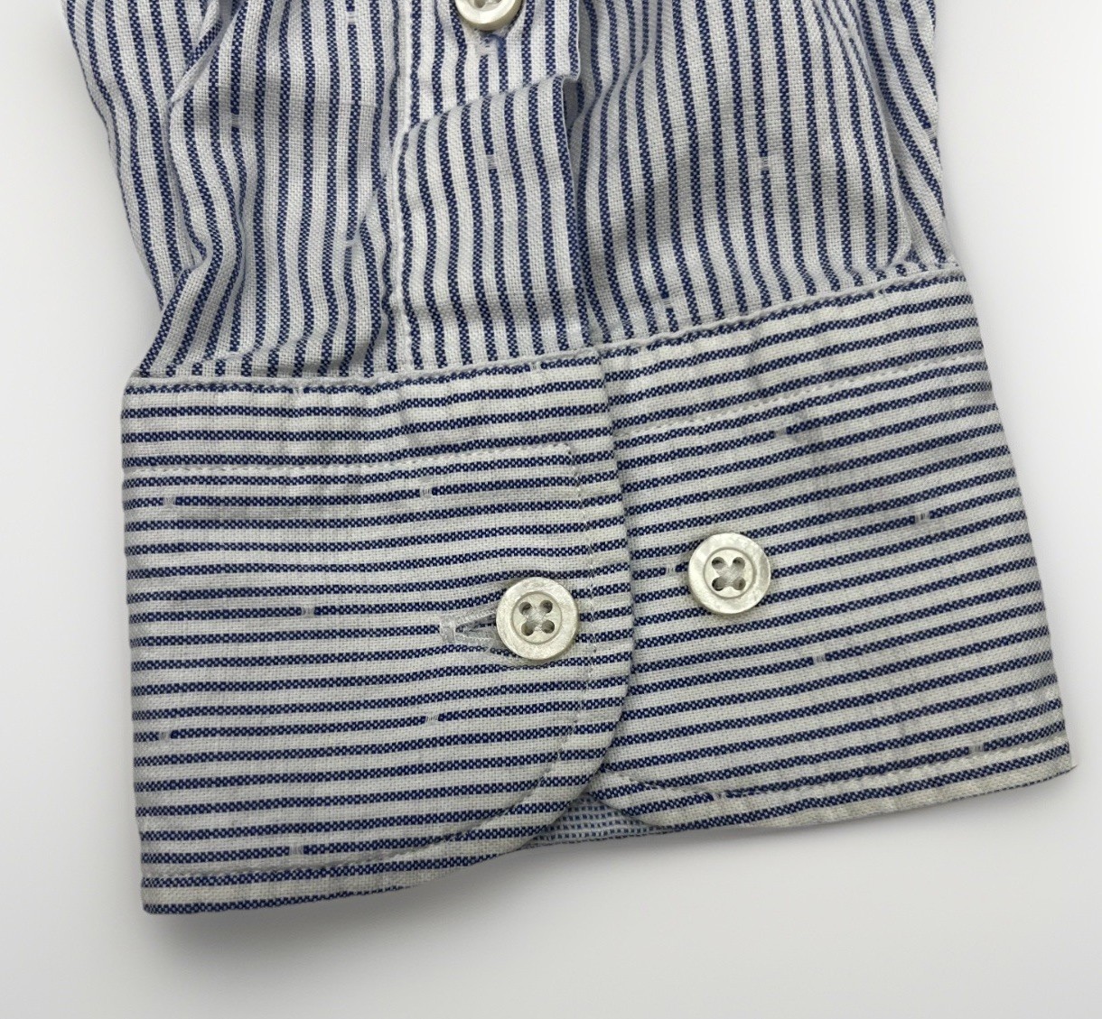 Massimo Dutti Shirt Button Down Blue Stripe Long Sleeve Flip Cuff Mens Sz L