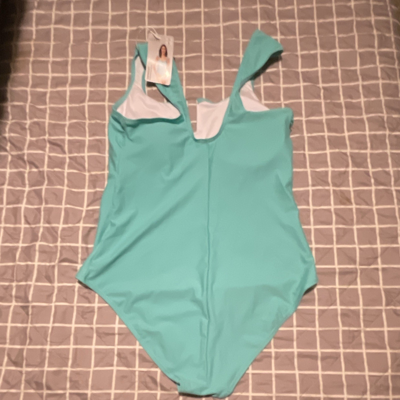 SERRA Women’s Green Solid One Piece Swimsuit Strap Accent Size L Regular #20