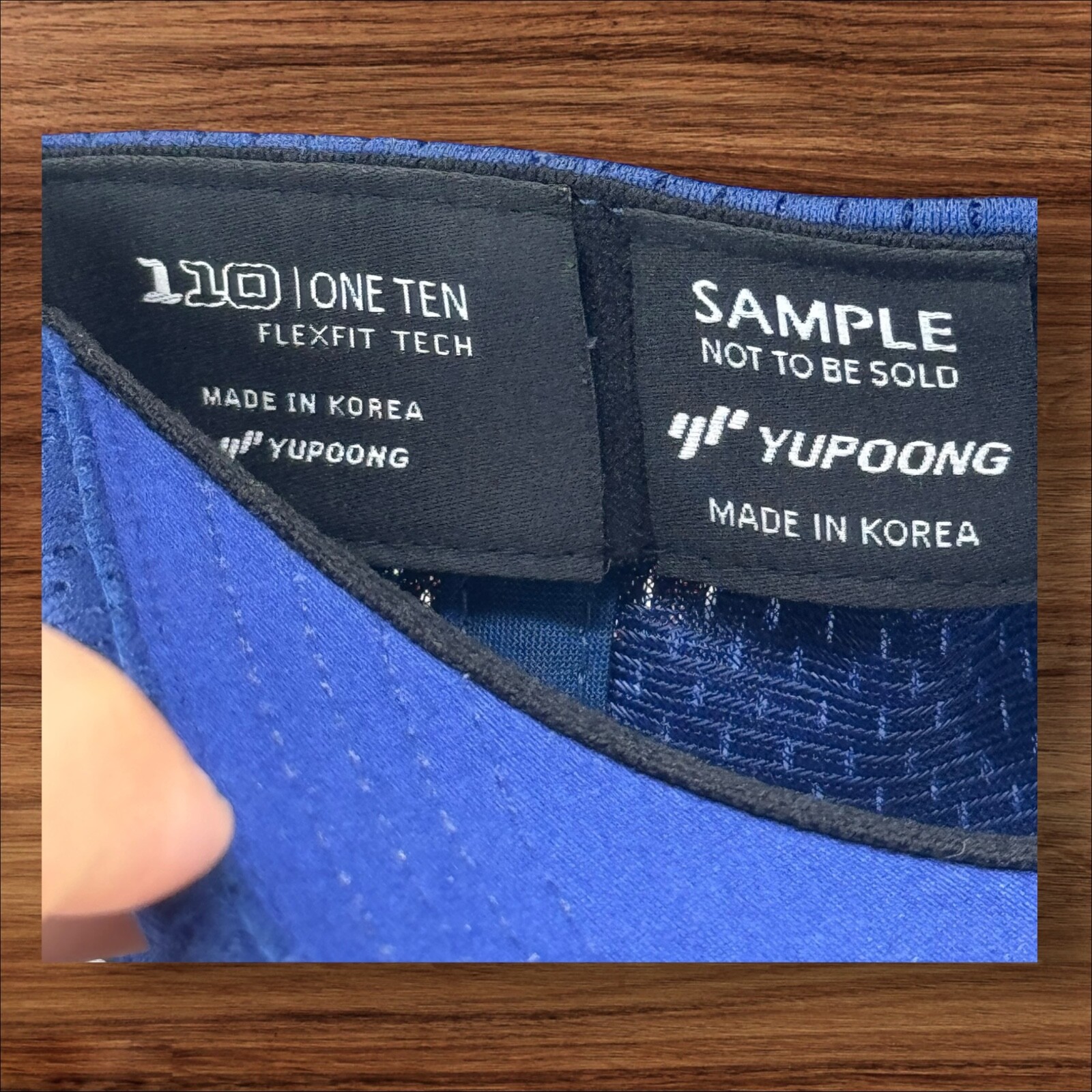 Flexfit Tech 110 One Ten Navy Blue Hat Sample Yupoong Patent Snapback Cap