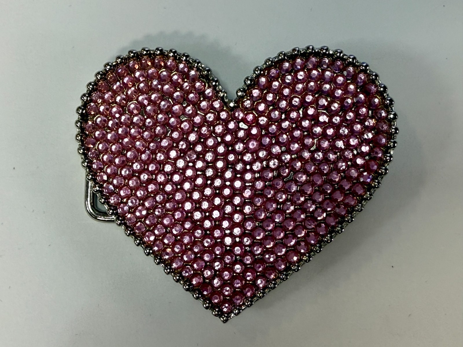 Heart Shaped Pink Rhinestone Covered Girls Belt Buckle for 1.25″ Wide Belt