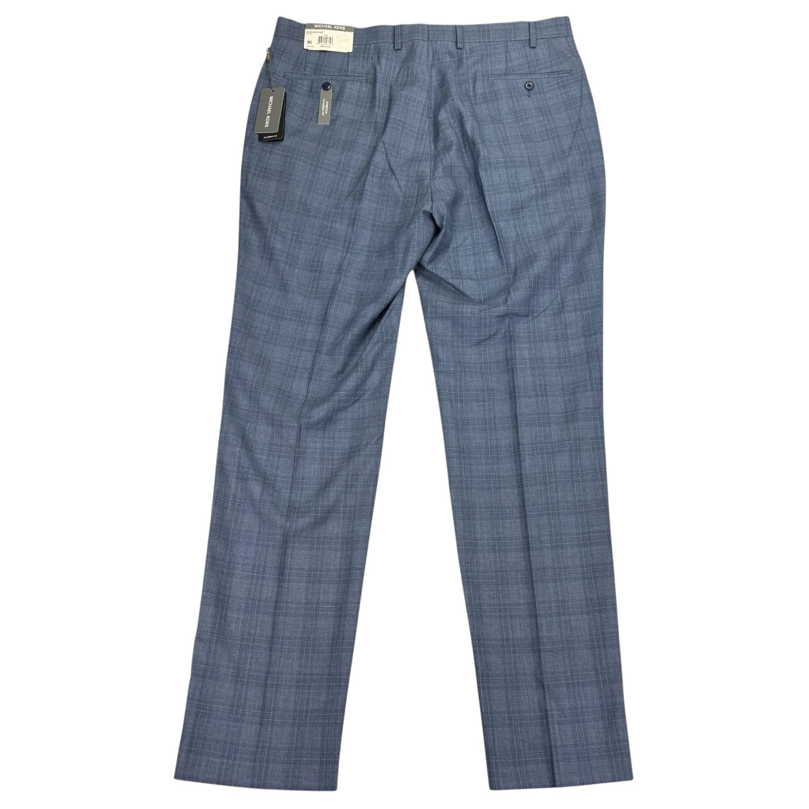 Michael Kors Mens Classic fit Dress Pants 40 / 32 Navy Blue Plaid Wool
